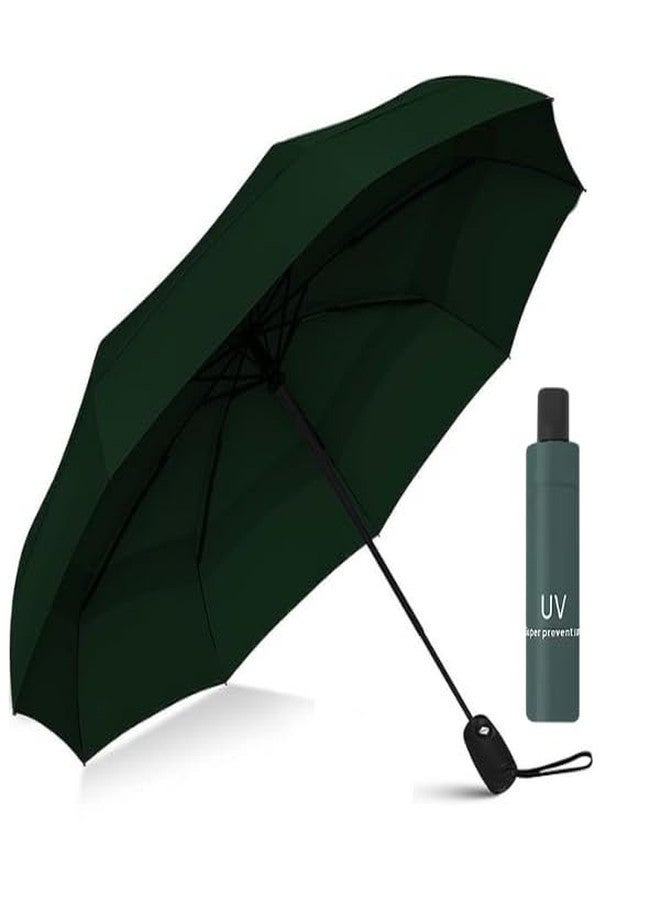 JRM Umbrella for Men and Women Big Size 3 Fold Automatic Open & Close Umbrella for Rain & Sun UV Blocking Waterproof Folding Umbrella for Men Women Kids - Windproof Large Triple Fold (GREEN) - Image 1